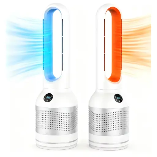 Aquecedor e purificador de ar com ventilador sem lâmina 3 em 1