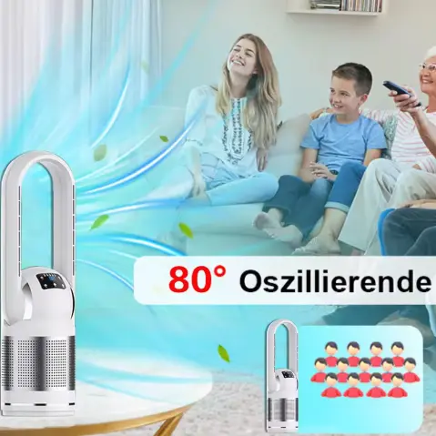 Filtro HEPA multifuncional para casa inteligente Purificador de ar com aquecedor sem lâmina e ventilador refrigerador